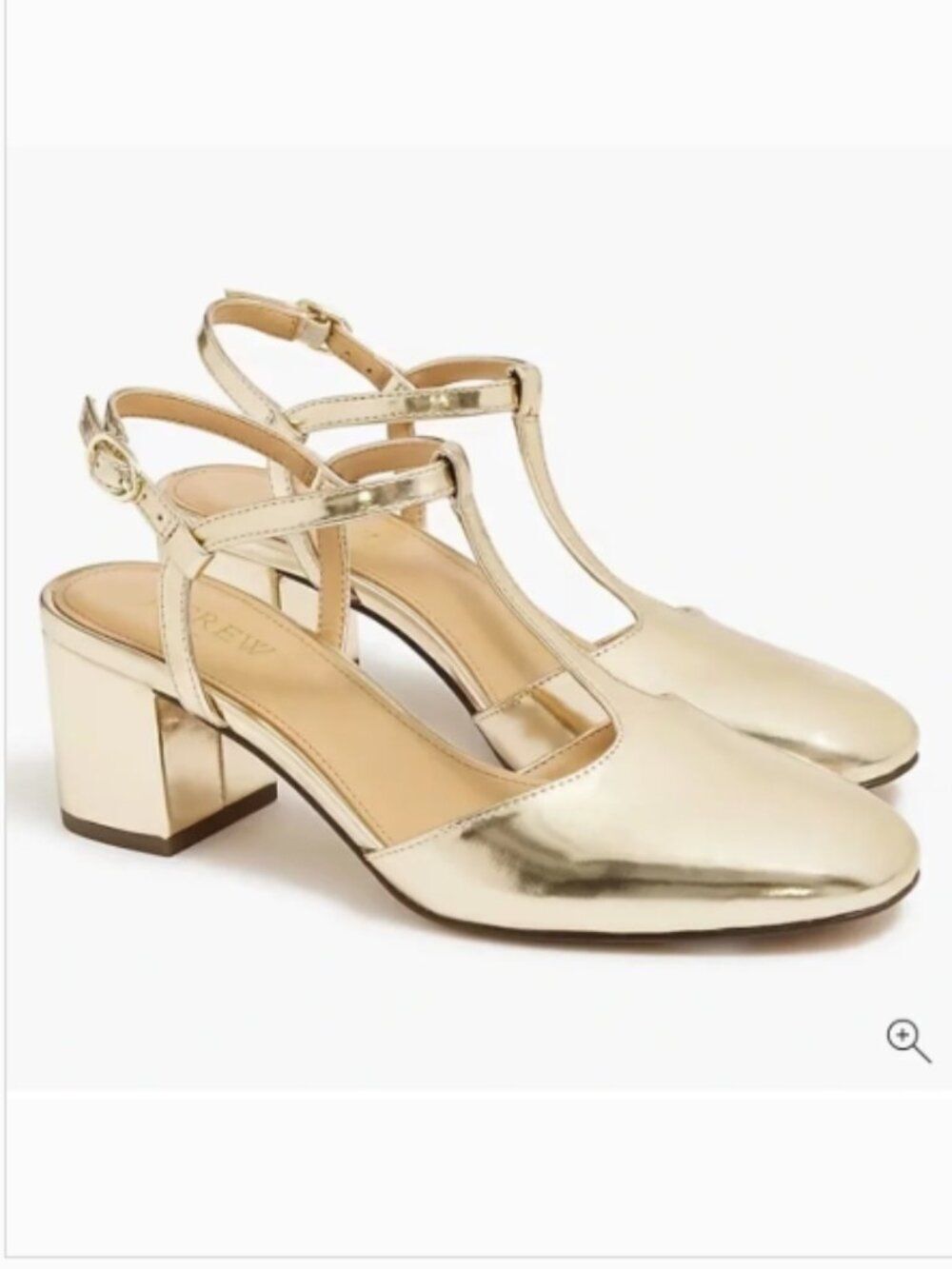 Like New! J.Crew Gold T-Strap Block Heel Metallic Gold Size 7